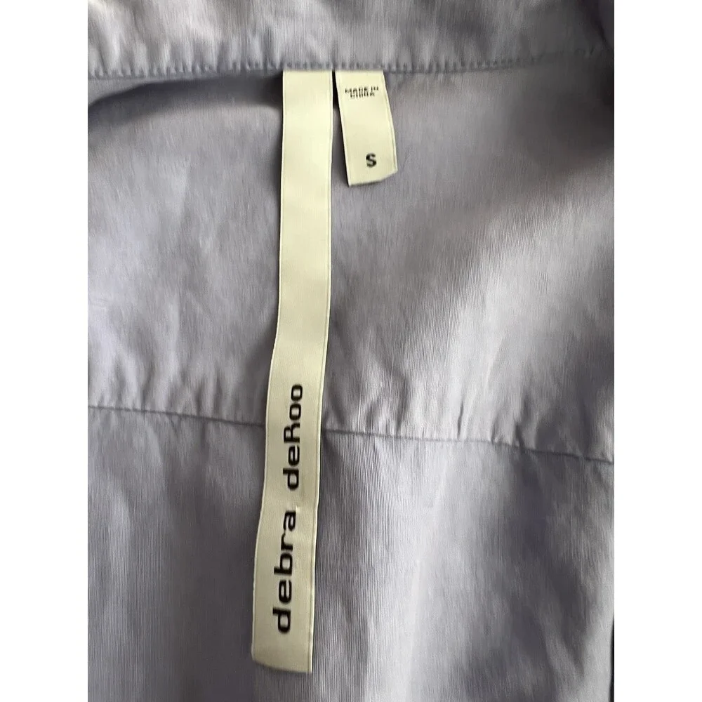 Debra DeRoo Collar Button Up Jacket Lightweight Silk Linen Blend Periwinkle S - Picture 7 of 12
